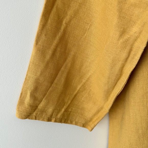 Golden Yellow Linen Midi Dress - Picture 7 of 16